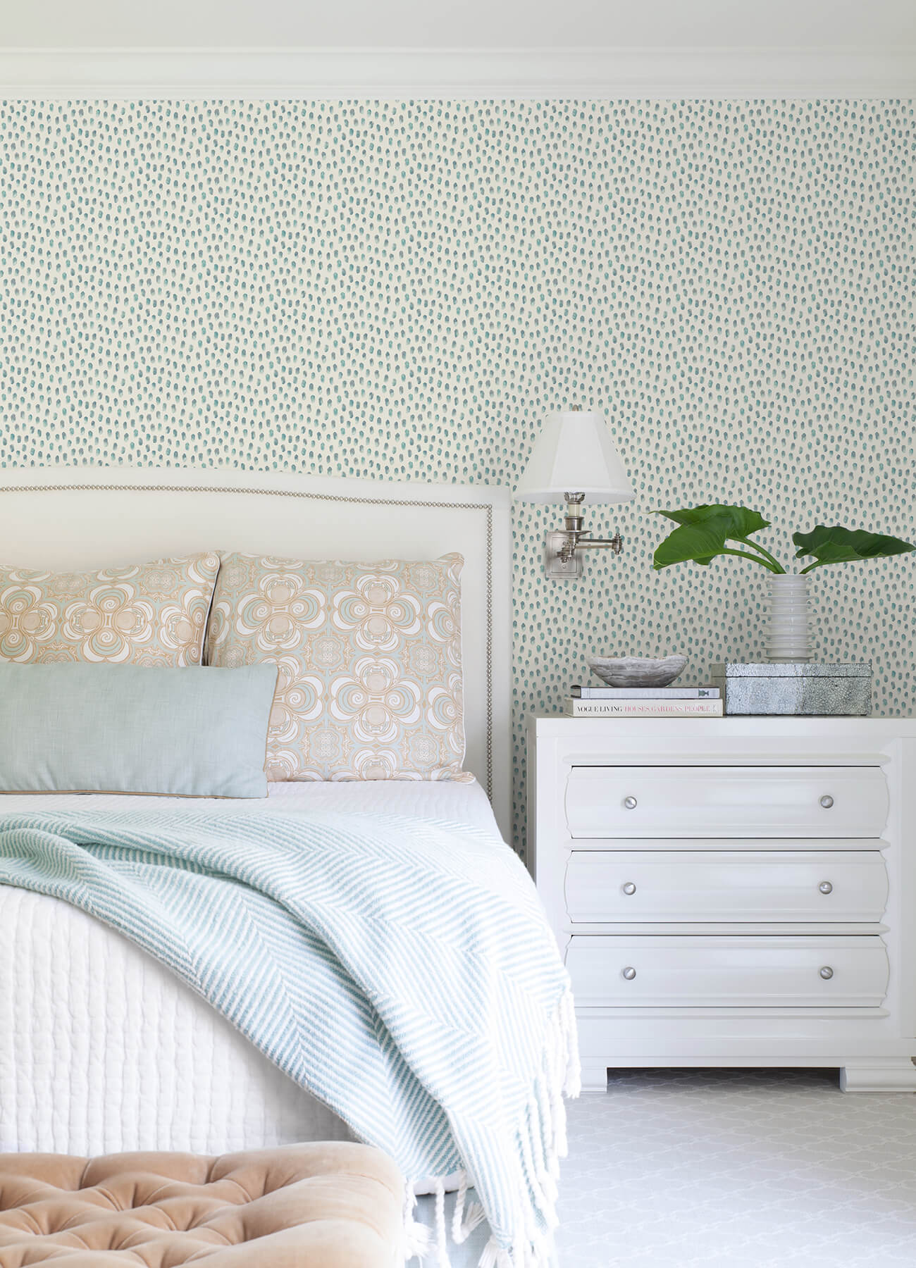 Blue Heron Sand Drips Painted Dots Wallpaper