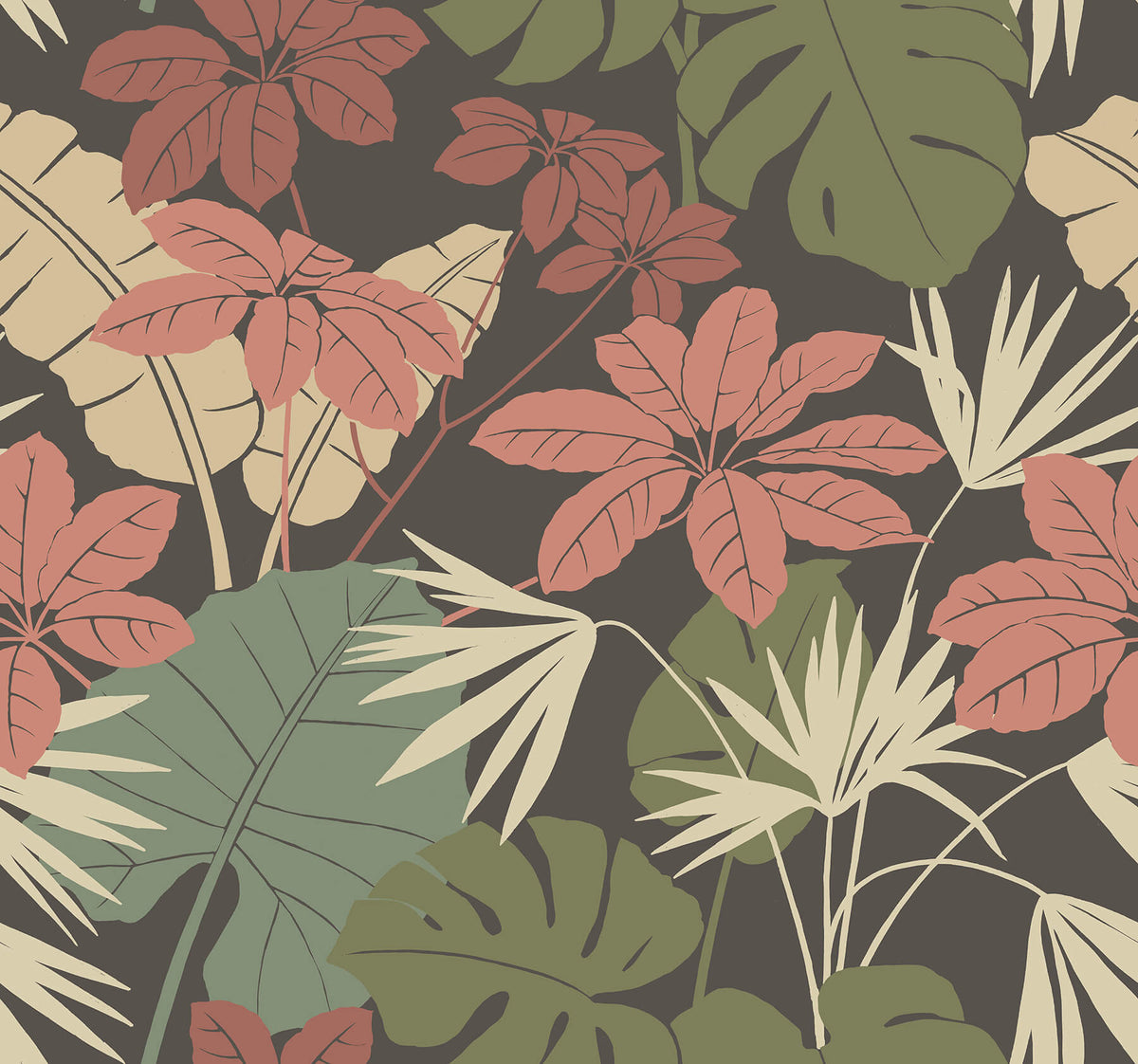 A-Street Prints Terrace Medellin Wallpaper - Black, botanical