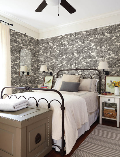 Wildflower Spinney Toile Wallpaper
