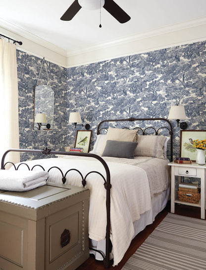 Wildflower Spinney Toile Wallpaper