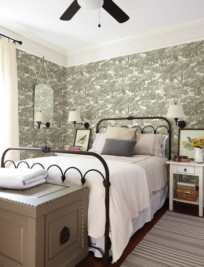 Wildflower Spinney Toile Wallpaper