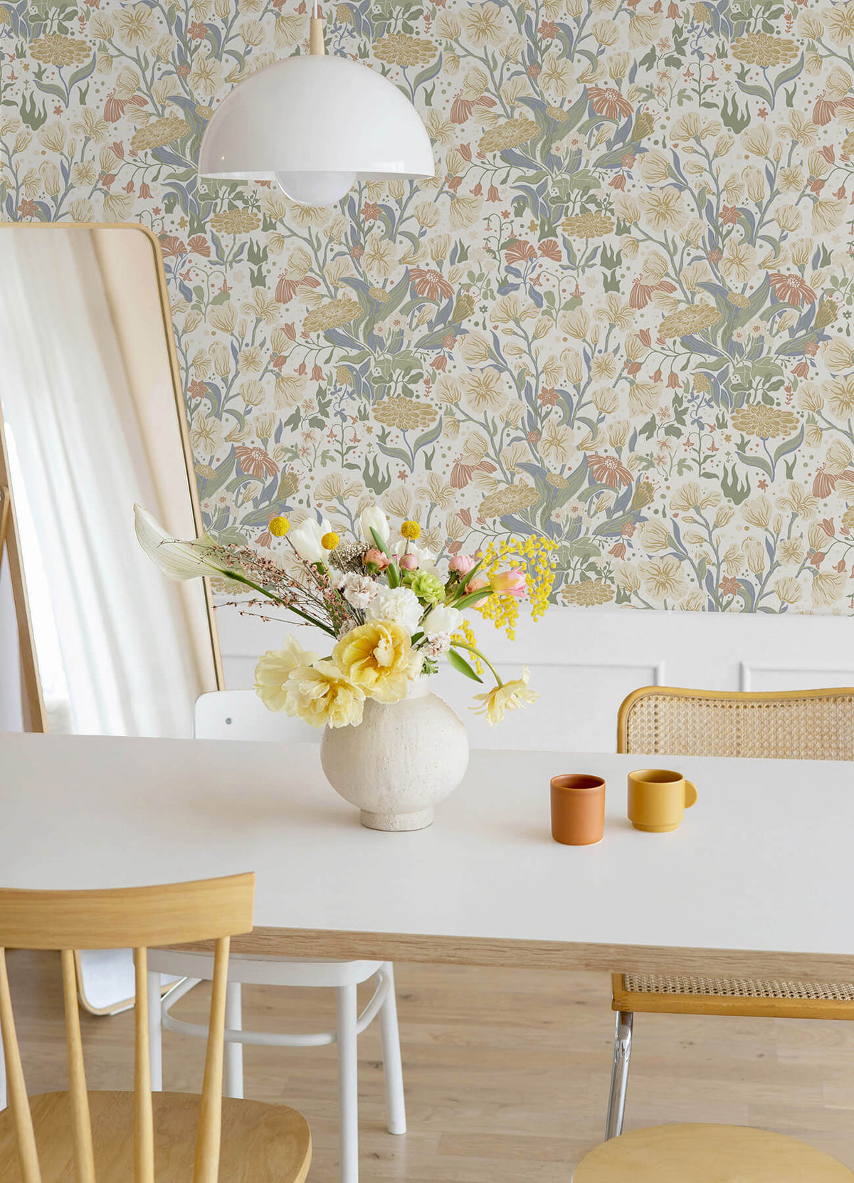 A-Street Prints Botanica Hava Meadow Flowers Wallpaper, botanical in orange, yellow, neutral