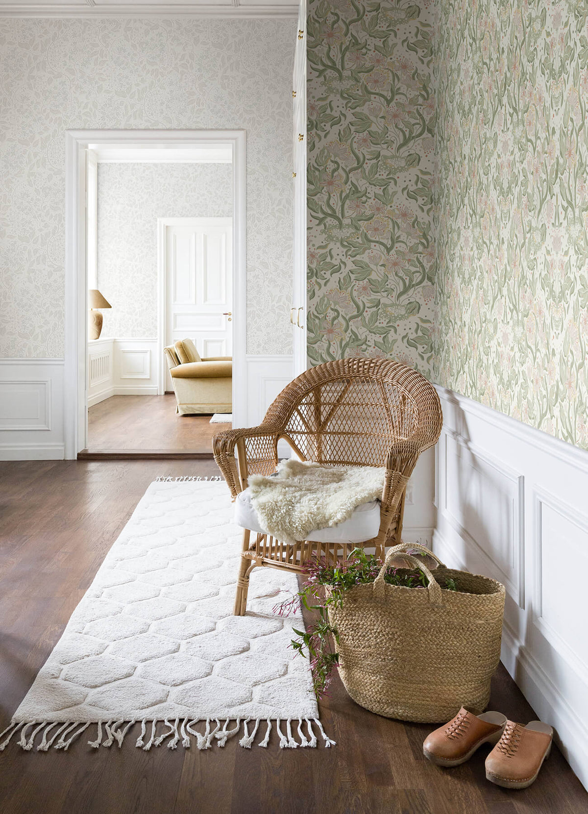 A-Street Prints Botanica Lisa Floral Damask Wallpaper, in neutral, grey, green