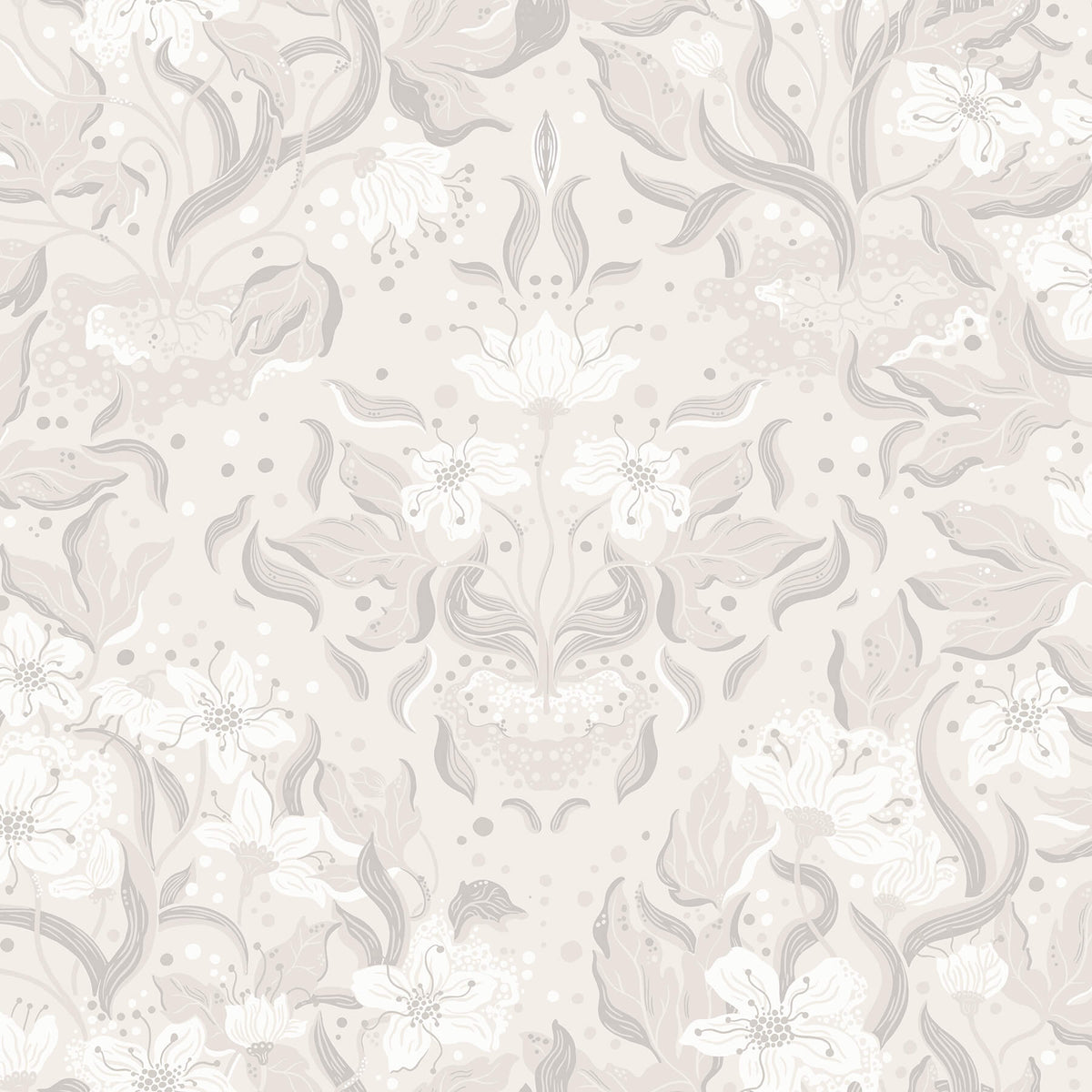 A-Street Prints Botanica Lisa Floral Damask Wallpaper - Grey