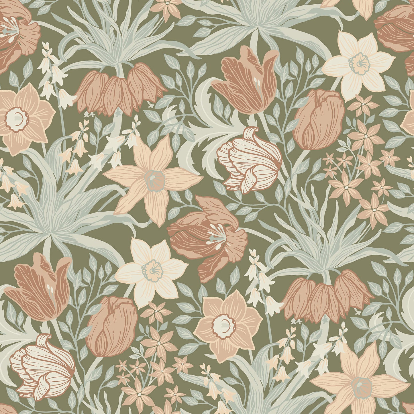 Botanica Cecilia Tulip & Daffodil Wallpaper