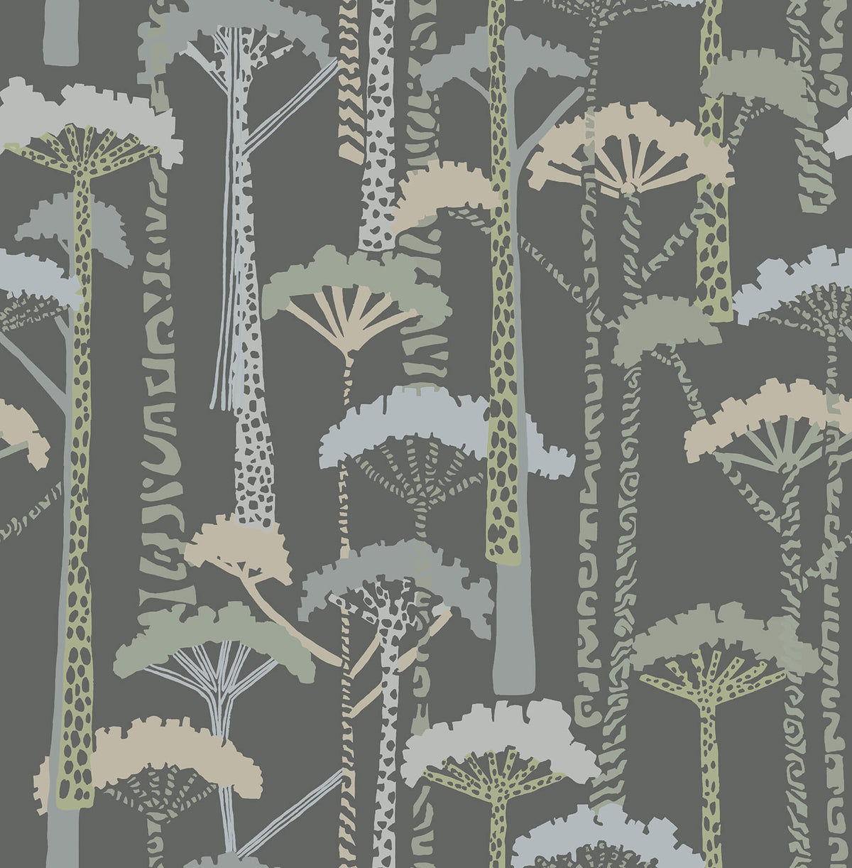 A-Street Prints Harmony Unify Forest Wallpaper - Aqua, botanical in blue, green