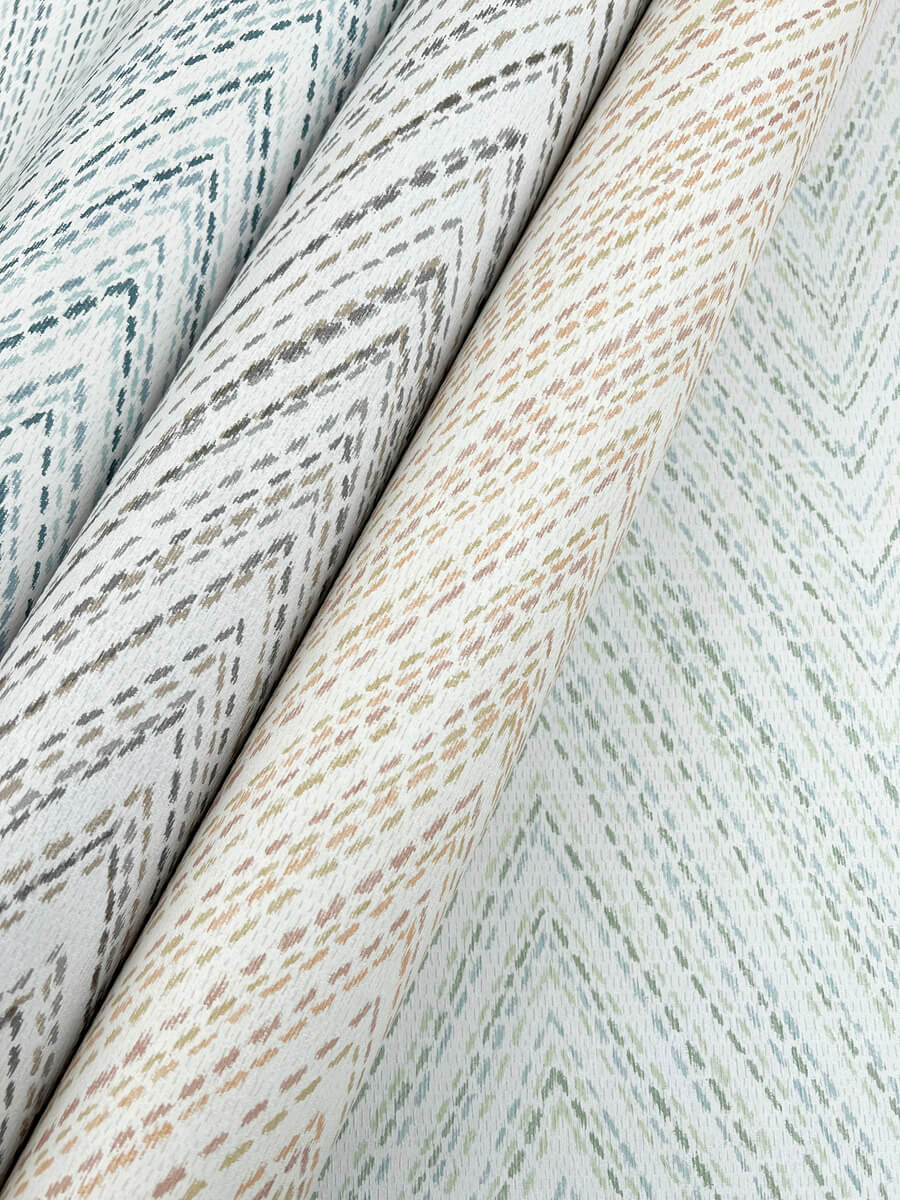 A-Street Prints Haberdashery Lainey Chevron Wallpaper, herringbone in blue, orange, neutral