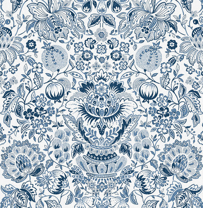 Haberdashery Blanche Floral Damask Wallpaper