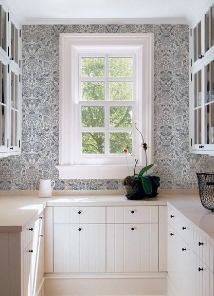 Haberdashery Blanche Floral Damask Wallpaper