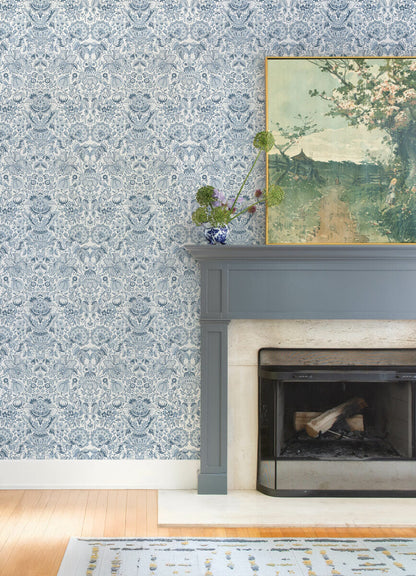 Haberdashery Blanche Floral Damask Wallpaper