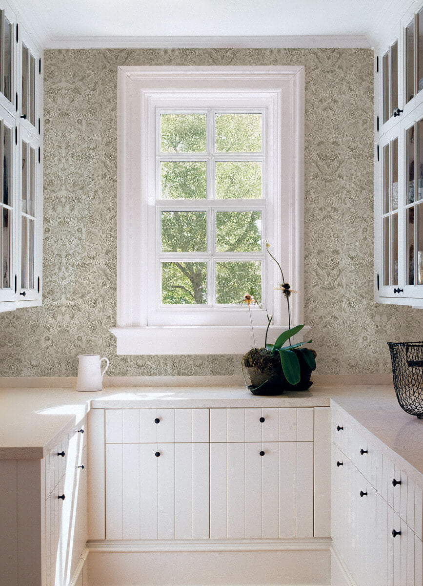 Haberdashery Blanche Floral Damask Wallpaper
