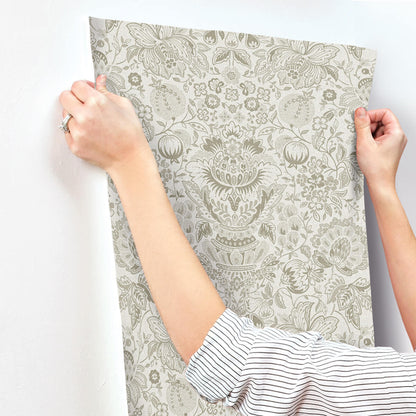 Haberdashery Blanche Floral Damask Wallpaper
