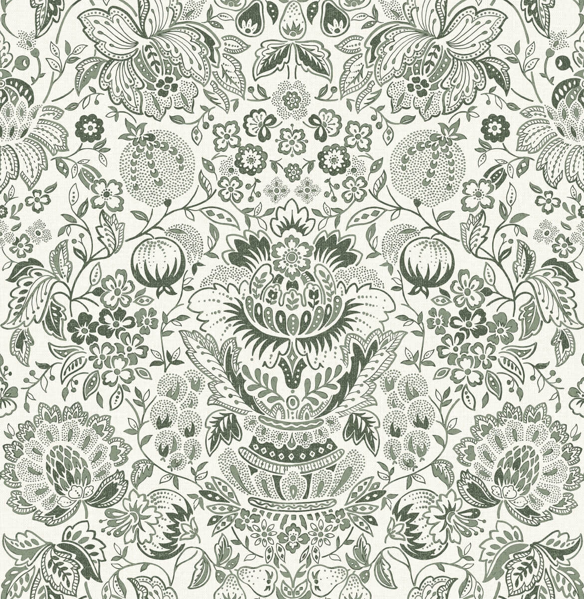 Haberdashery Blanche Floral Damask Wallpaper