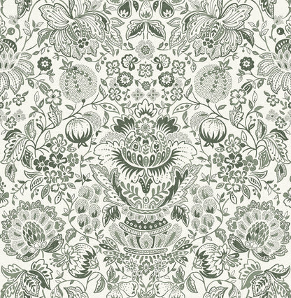 Haberdashery Blanche Floral Damask Wallpaper