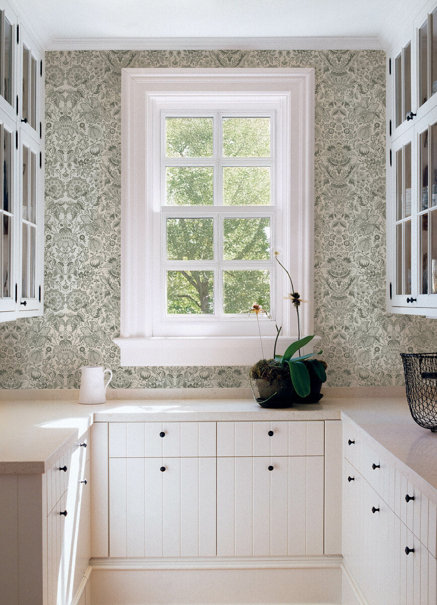 Haberdashery Blanche Floral Damask Wallpaper