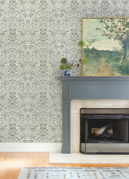 Haberdashery Blanche Floral Damask Wallpaper