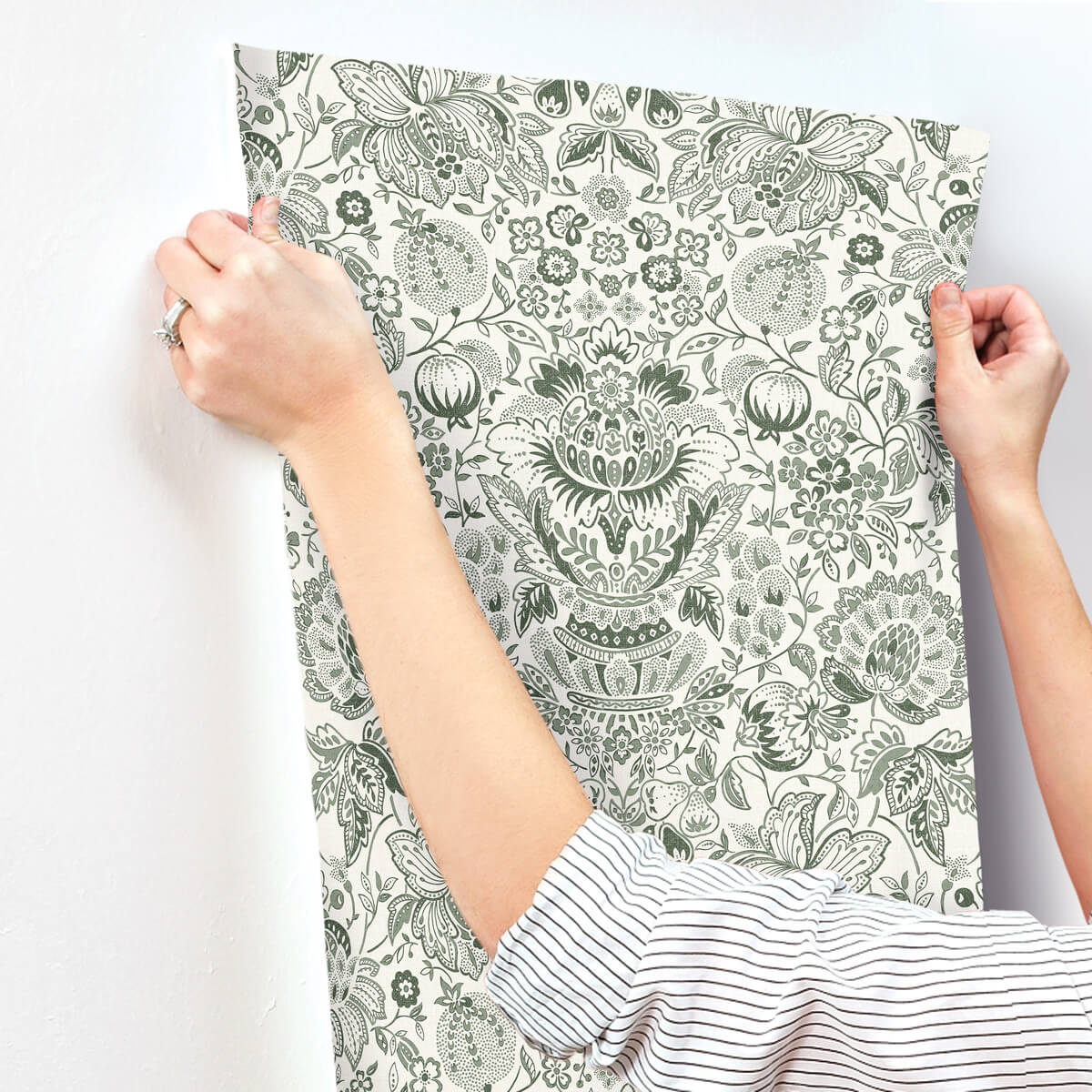 Haberdashery Blanche Floral Damask Wallpaper