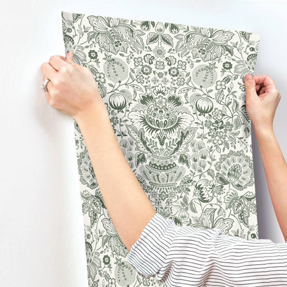 Haberdashery Blanche Floral Damask Wallpaper