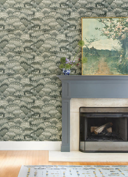 Haberdashery Octavia Marbled Ink Wallpaper