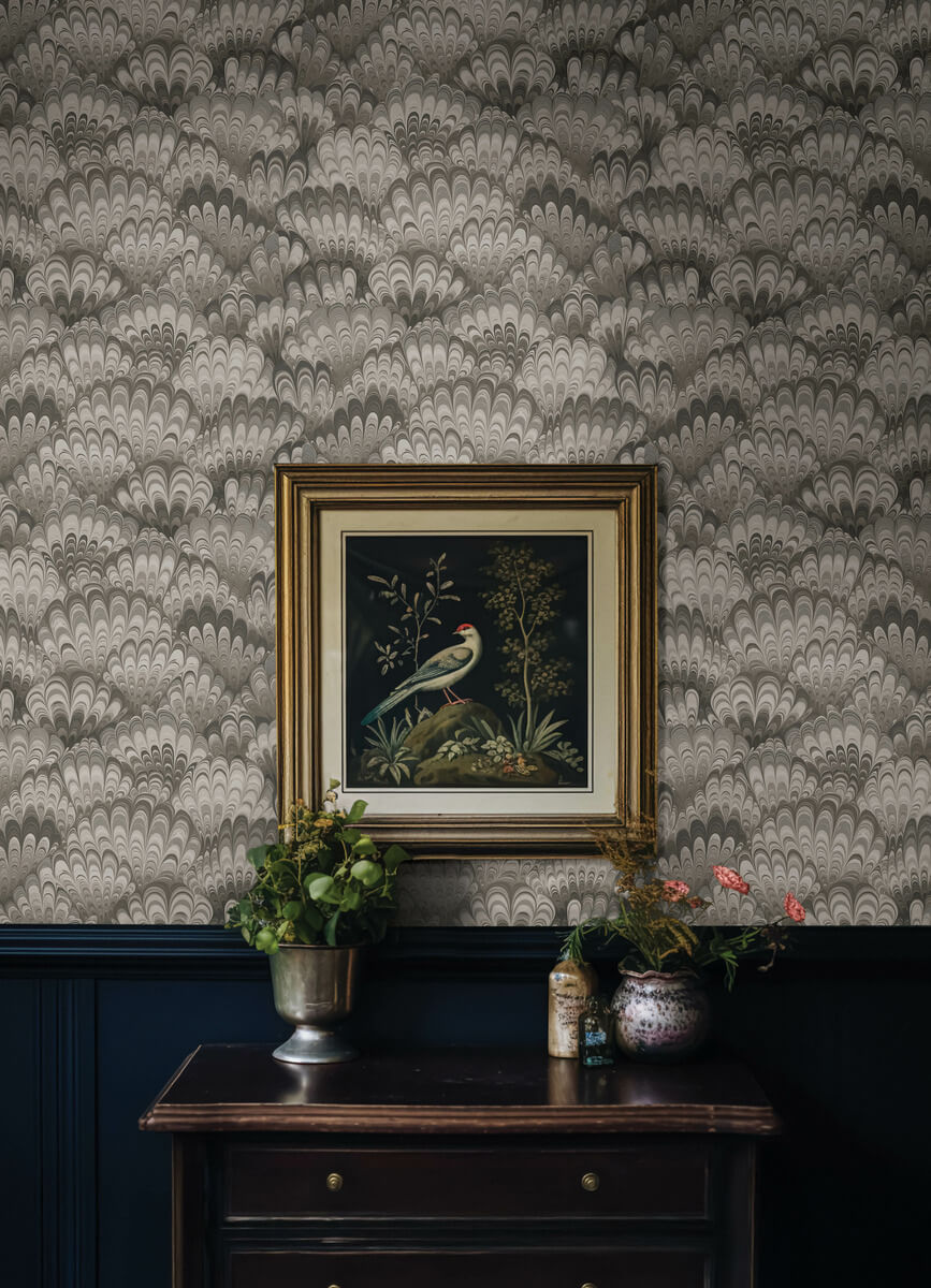 Haberdashery Octavia Marbled Ink Wallpaper