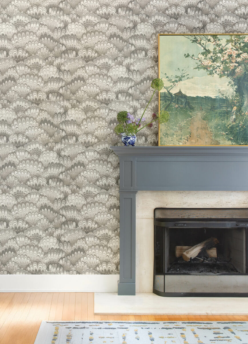 Haberdashery Octavia Marbled Ink Wallpaper