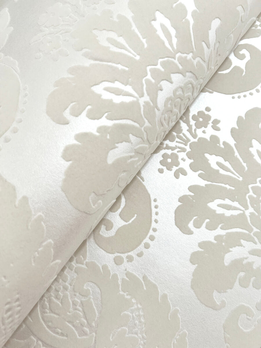 Haberdashery Shadow Flocked Damask Wallpaper