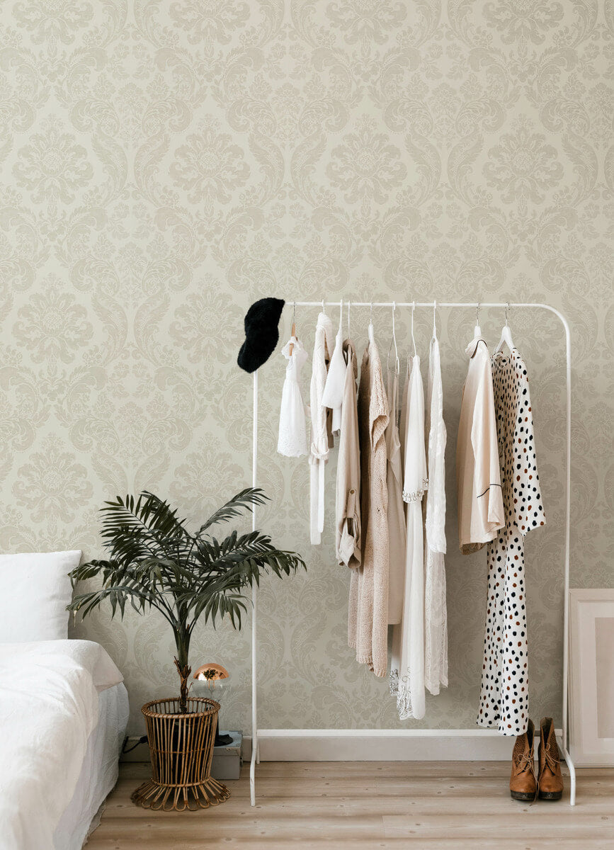 Haberdashery Shadow Flocked Damask Wallpaper