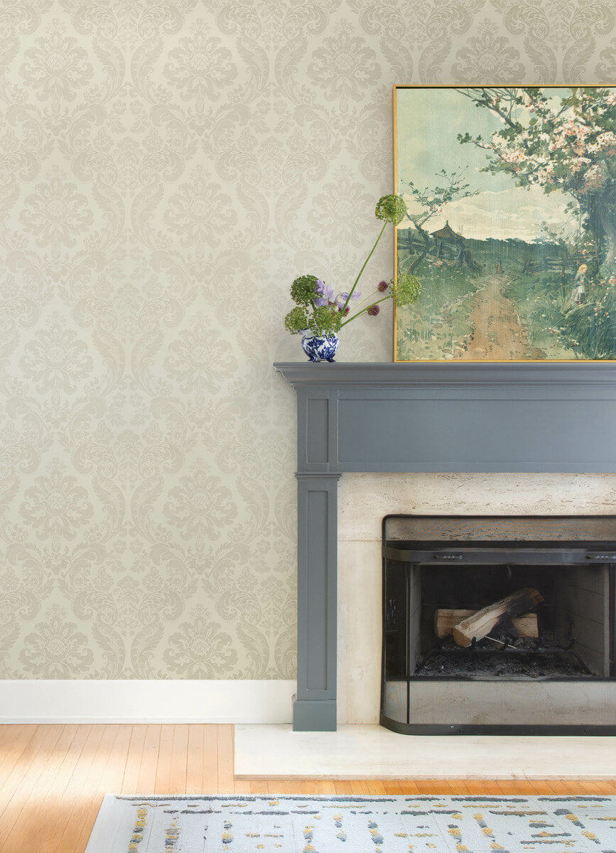 Haberdashery Shadow Flocked Damask Wallpaper