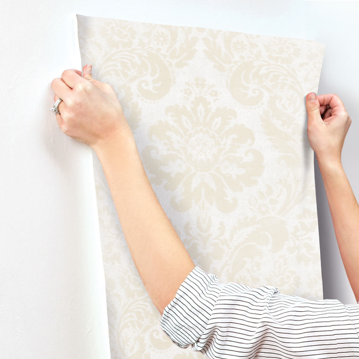 Haberdashery Shadow Flocked Damask Wallpaper
