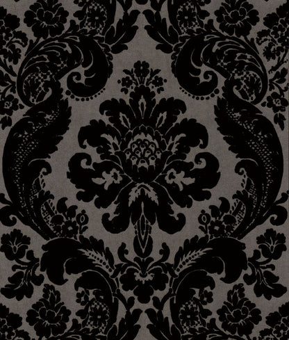 Haberdashery Shadow Flocked Damask Wallpaper
