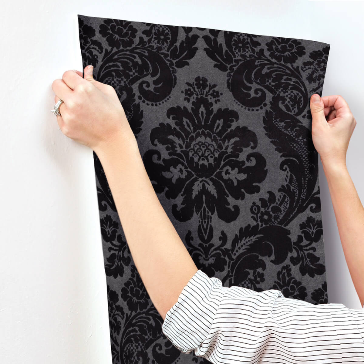 Haberdashery Shadow Flocked Damask Wallpaper