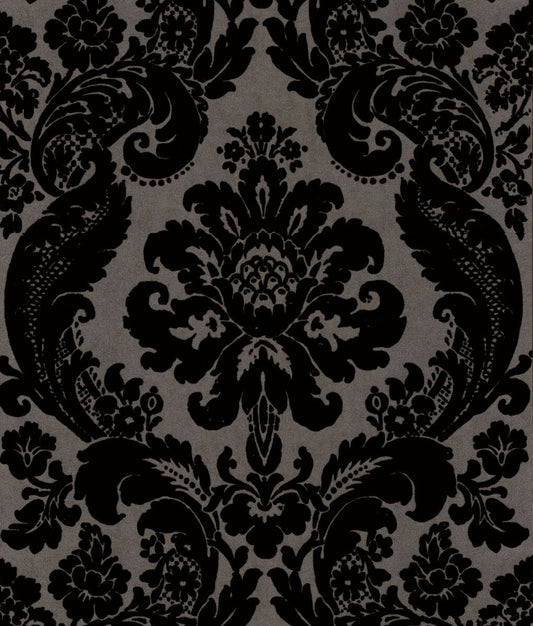 Haberdashery Shadow Flocked Damask Wallpaper