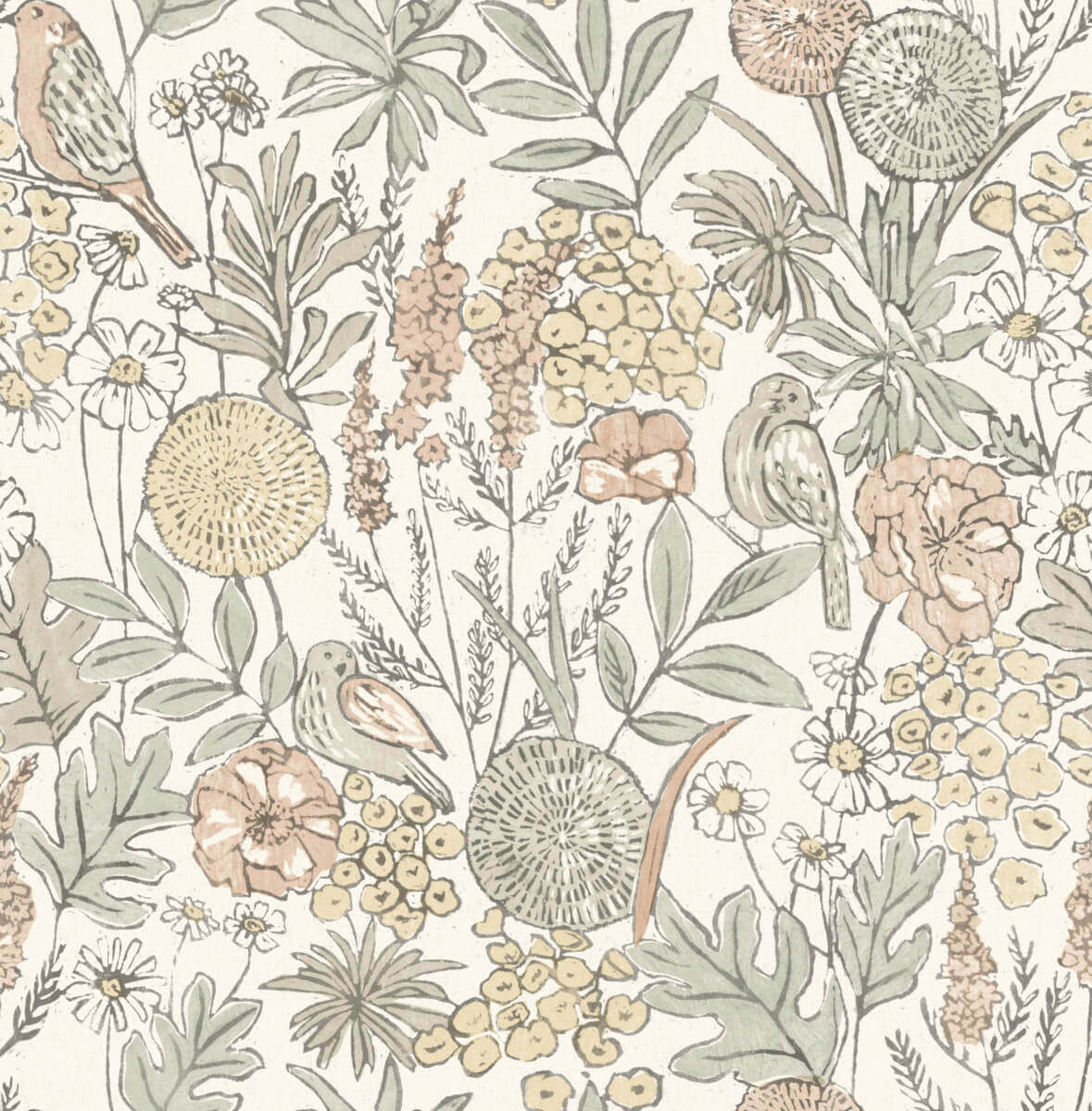 Printworks Goldfinch Birds & Blooms Wallpaper