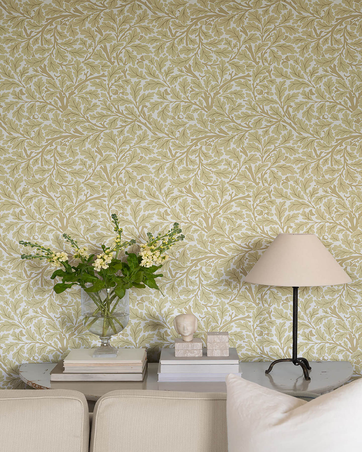 A-Street Prints Hidden Treasures Oak Tree Wallpaper, botanical in black, yellow, purple