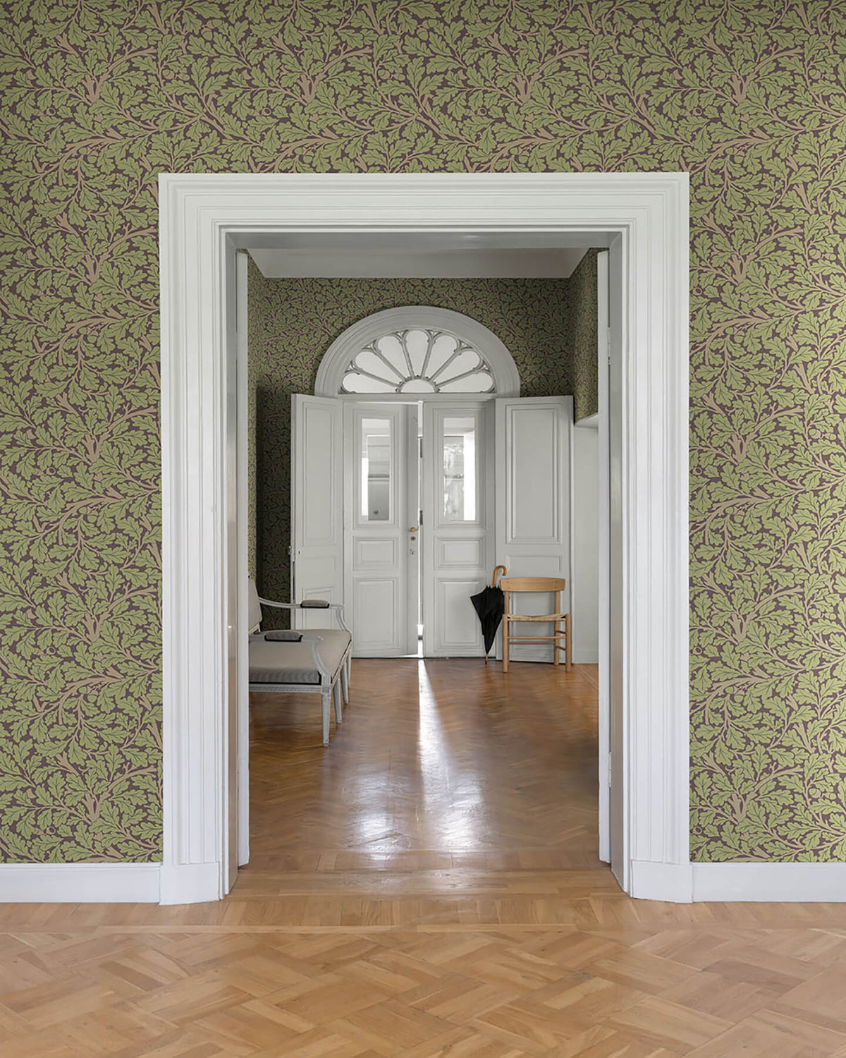 A-Street Prints Hidden Treasures Oak Tree Wallpaper, botanical in black, yellow, purple