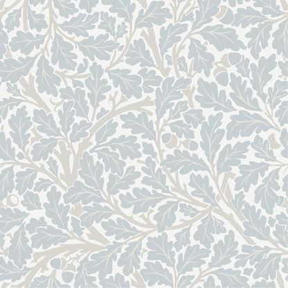 A-Street Prints Hidden Treasures Oak Tree Wallpaper - Sky Blue, botanical in black, yellow, purple