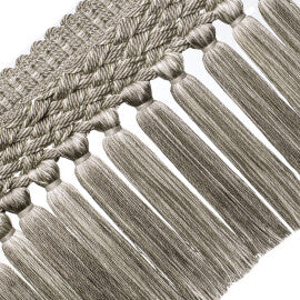 8" Rouen Tassel Fringe Trim by Samuel & Sons in Platinum