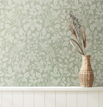 Westbury Forest Marlow Bird Vine Wallpaper