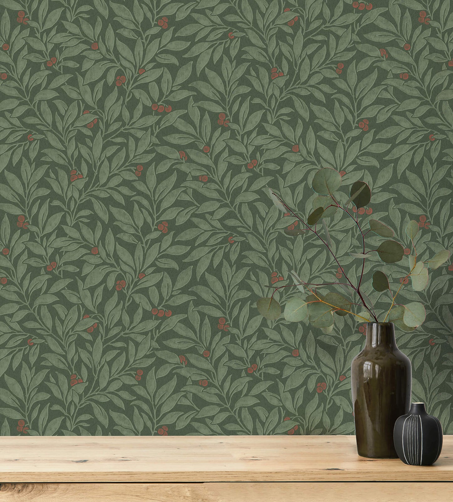 Westbury Forest Winter Berry Vine Wallpaper