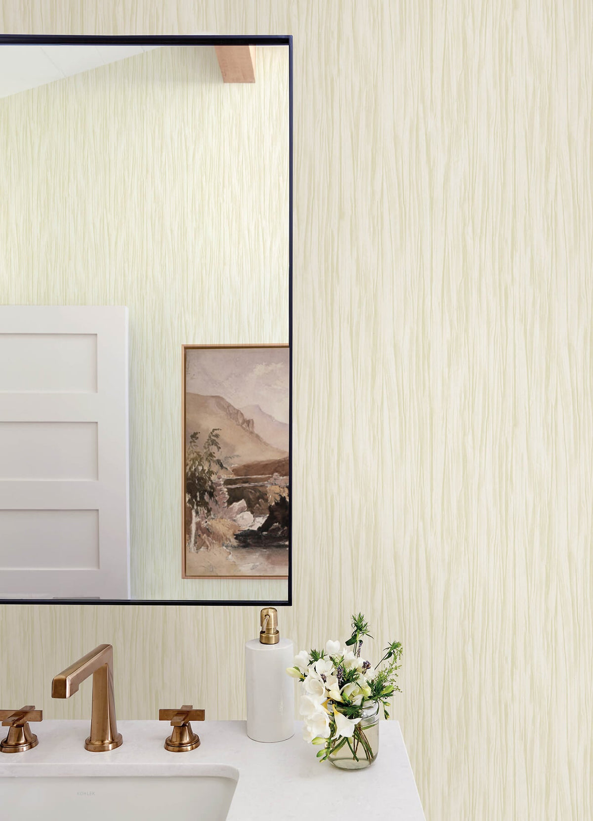 Advantage Kitchen & Bath Kahuna Waves Wallpaper, solid in neutral, grey