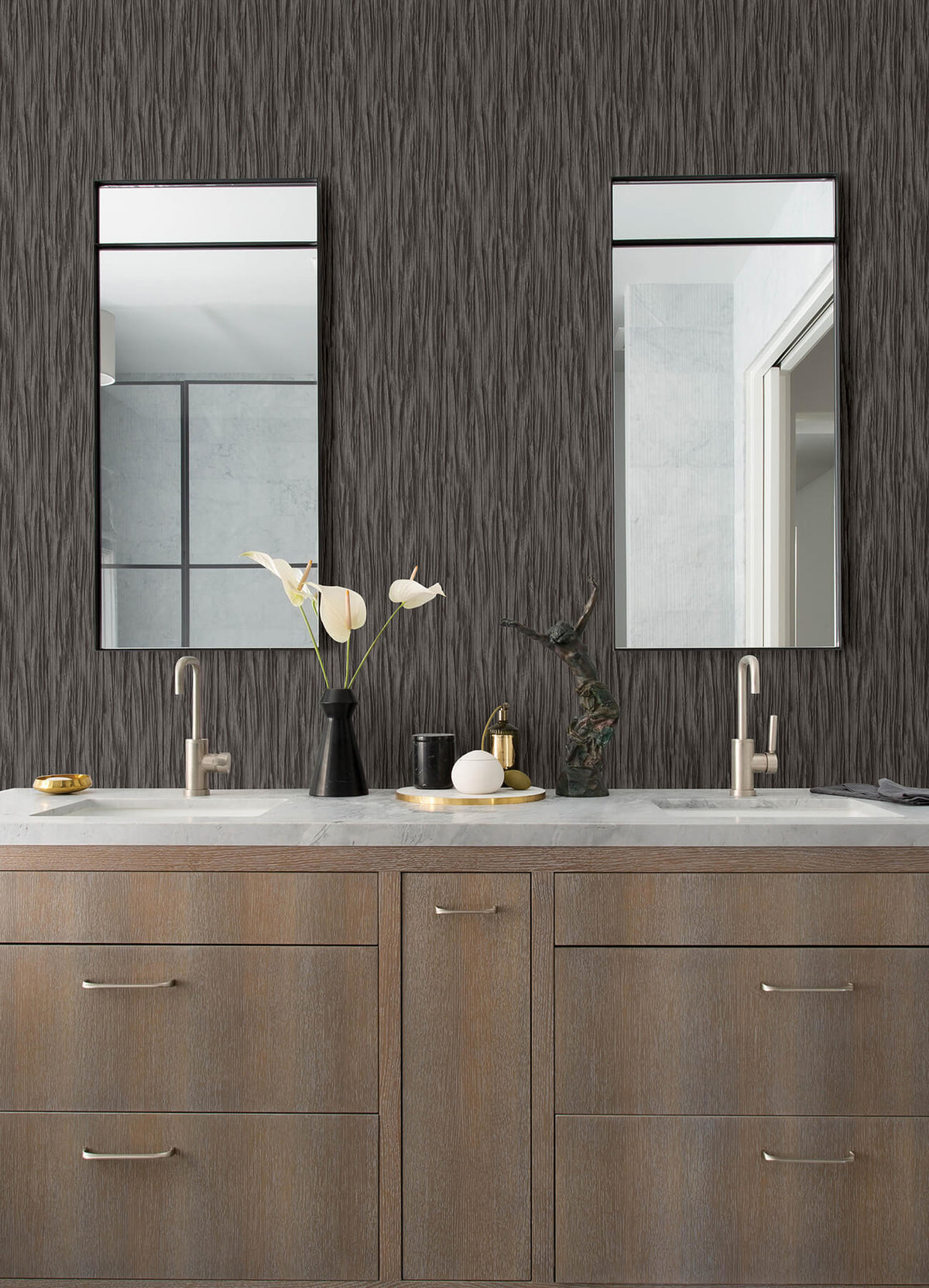 Advantage Kitchen & Bath Kahuna Waves Wallpaper, solid in neutral, grey