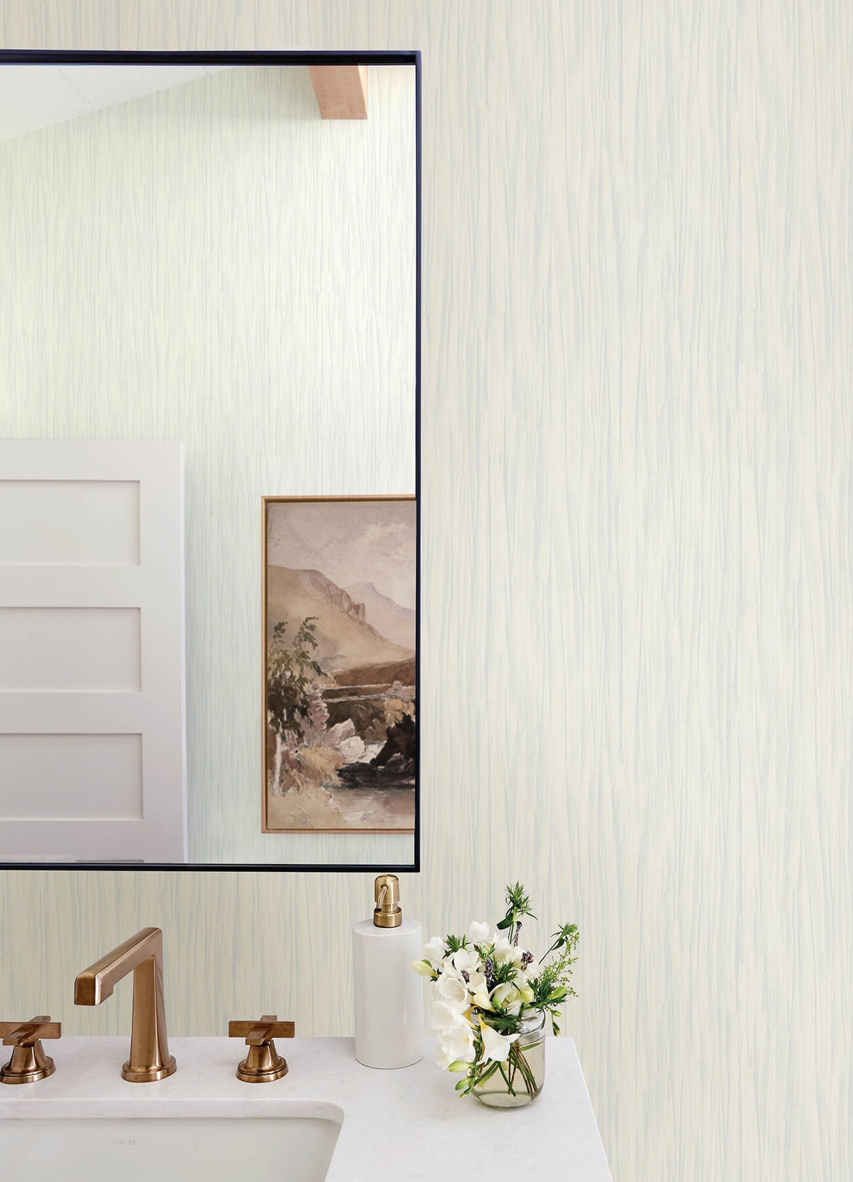 Advantage Kitchen & Bath Kahuna Waves Wallpaper, solid in neutral, grey