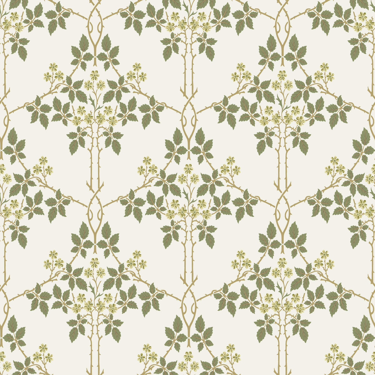 A-Street Prints Hidden Treasures Blackberry Wallpaper - Chartreuse, botanical / geometric in grey, green, pink