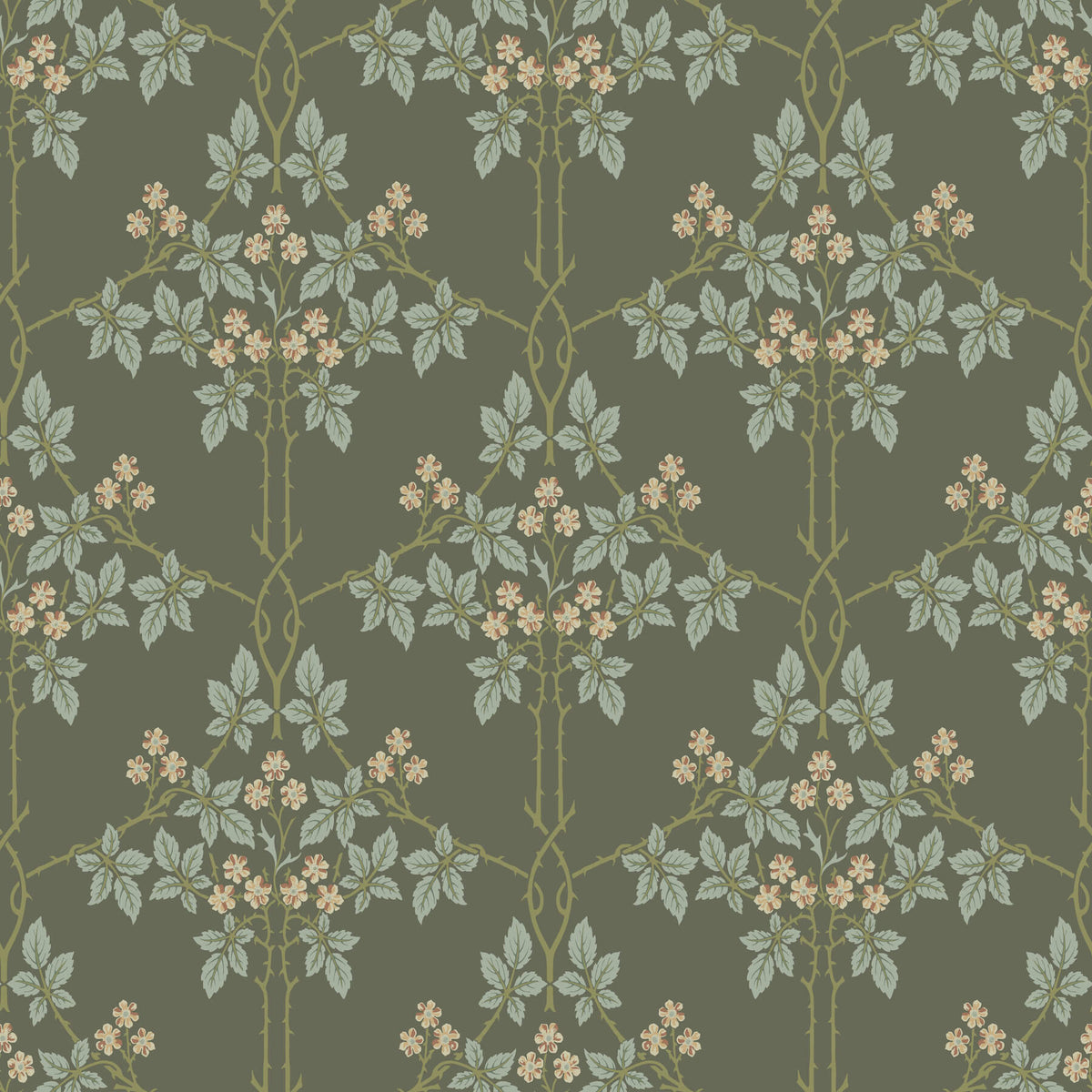A-Street Prints Hidden Treasures Blackberry Wallpaper - Grey, botanical / geometric