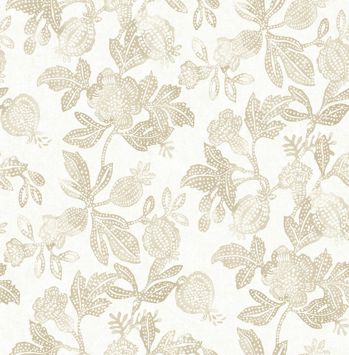 A-Street Prints Sea Salt Beach Rose Wallpaper - Champagne, botanical in blue, gold, neutral