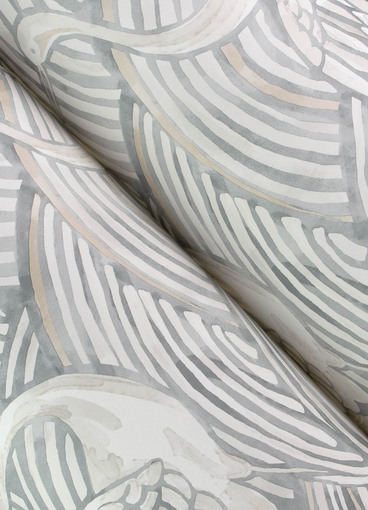 A-Street Prints Sea Salt Egret Wallpaper, chinoiserie / animal in grey, blue, green