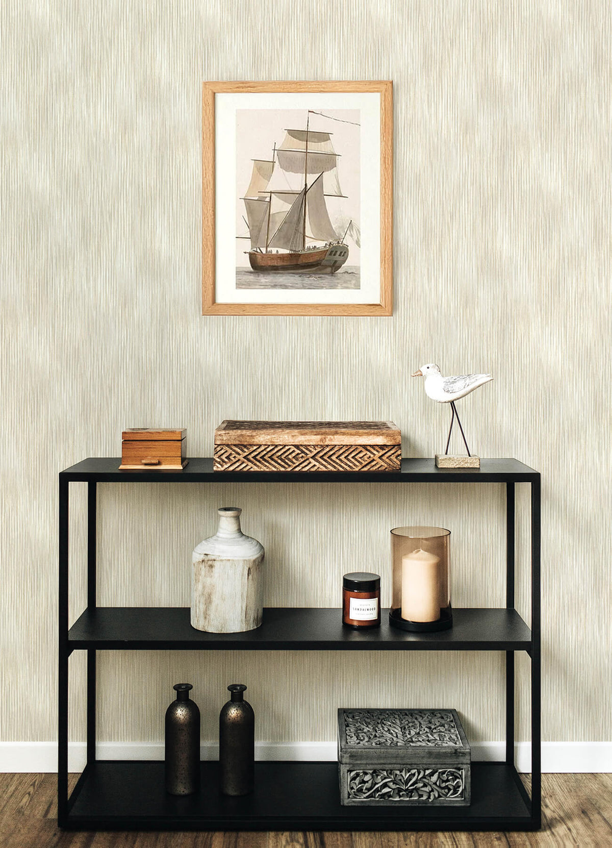 A-Street Prints Sea Salt Largo Wallpaper, ikat in neutral, grey, blue
