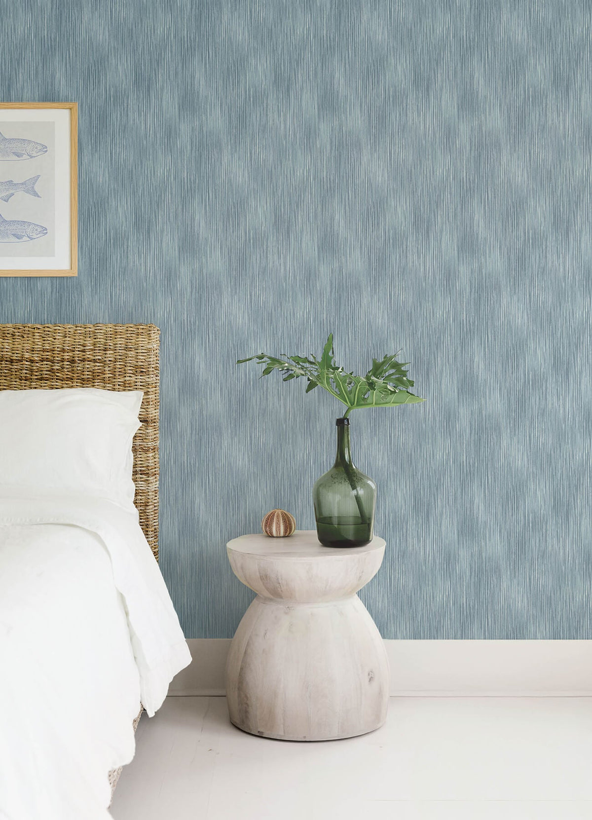 A-Street Prints Sea Salt Largo Wallpaper, ikat in neutral, grey, blue