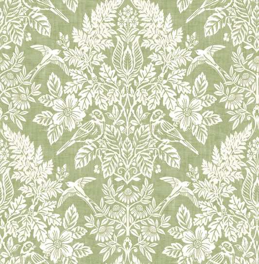 Chris Loves Julia Finch Wallpaper - Light Green