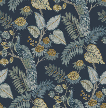 Chris Loves Julia Geneva Peacock Wallpaper - Dark Blue